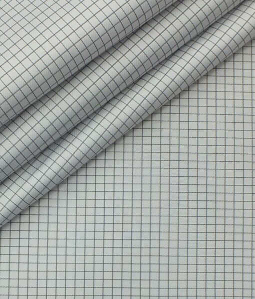 Exquisite Men's Light Grey Checks Cotton Blend Shirt Fabric
