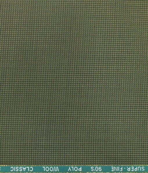 J.Hampstead by Siyaram's Olive Green Structured Super 100's 35% Wool Premium Unstitched Three Piece Suit Fabric (3.75 Mtr)