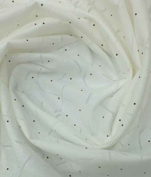 Raymond Dark Brown Checks Trouser Fabric With Exquisite Cream Brasso Cotton Blend Shirt Fabric (Unstitched)