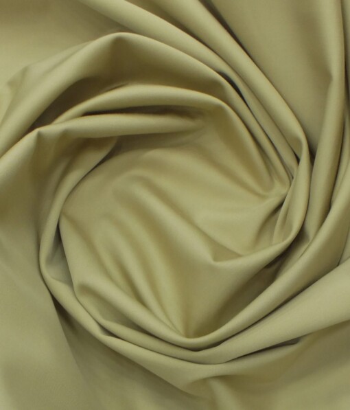 Ankur by Arvind Egg Nog Beige Solid Cotton Lycra Stretchable Trouser Fabric (Unstitched - 1.40 Mtr)