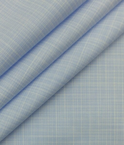Exquisite Sky Blue Self Design Cotton Blend Shirt Fabric (2.40 M)
