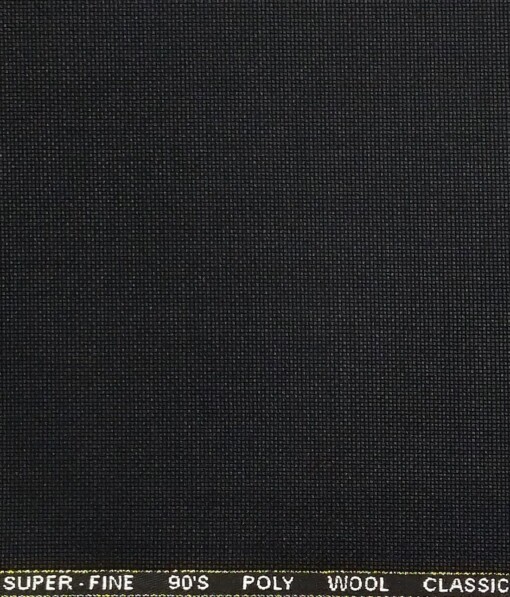 J.Hampstead by Siyaram's Black Structured Super 90's 35% Merino Wool  Unstitched Fabric (1.25 Mtr) For Trouser