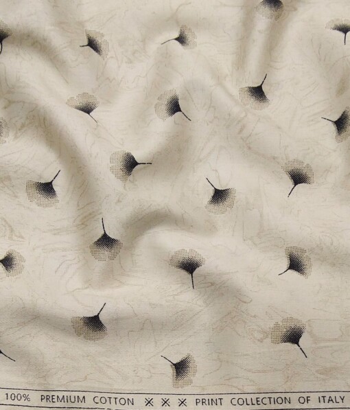 Exquisite Beige 100% Premium Cotton Floral Print Shirt Fabric (1.60 M)