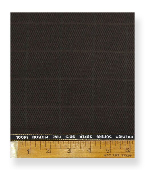 J.Hamsptead by Siyaram's 20% Merino Wool Super 90's Dark Brown Structured Cum Checks Unstitched Suiting Fabric