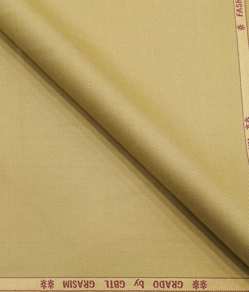 Grado by Grasim Macaroon Beige Polyester Viscose Structured Unstitched Suiting Fabric