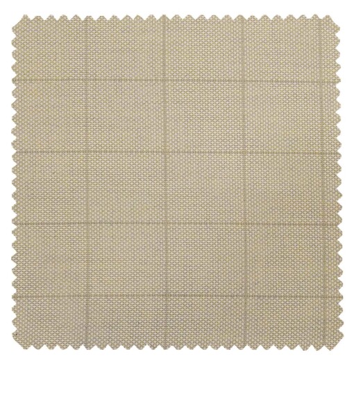 Grado by Grasim Oat Beige Polyester Viscose Structured Cum Checks Unstitched Suiting Fabric