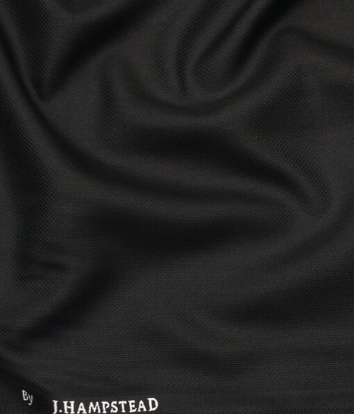 J.Hamsptead by Siyaram's Jet Black Polyester Viscose Structured Unstitched Suiting Fabric