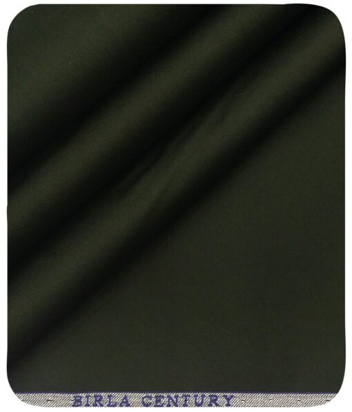 Birla Century Men's Dark Seaweed Green 80's Pure Supima Cotton Solid Satin Shirt Fabric (1.60 M)