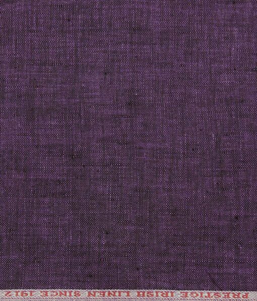 Burgoyne Men's Dark Eggplant Purple 100% Irish Linen Self Deisgn Unstitched Shirting Fabric (2.25 Meter)