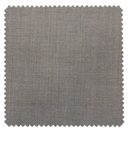 Cadini Italy Men's by Siyaram's Light Worsted Grey 20% Merino Wool Super 100's Self Checks Unstitched Suiting Fabric - 3.75 Meter