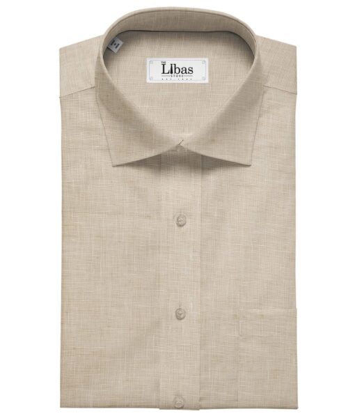 Linen Club Men's 100% Pure Linen Self Design Unstitched Shirting Fabric (Beige)