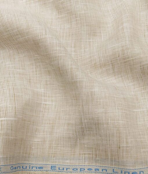 Linen Club Men's 100% Pure Linen Self Design Unstitched Shirting Fabric (Beige)