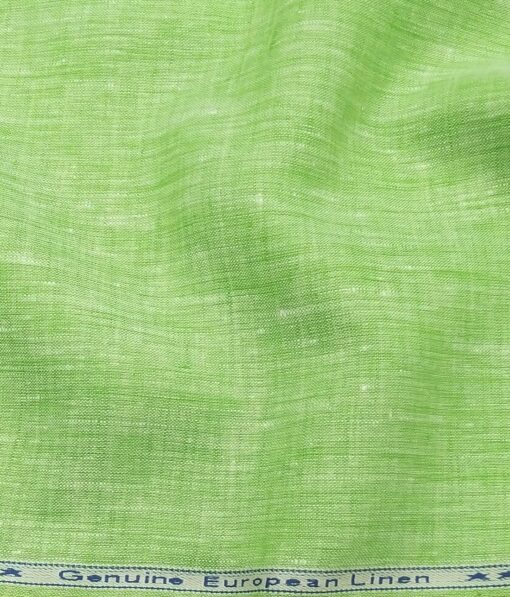 Linen Club Men's 100% Pure Linen 60 LEA Self Design Unstitched Shirting Fabric (Lime Green)