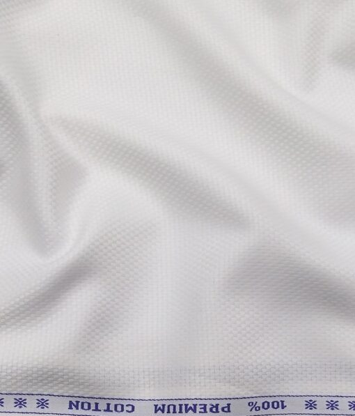 Arvind Men's 100% Premium Cotton Royal Oxford Weave Unstitched Shirt Fabric (White