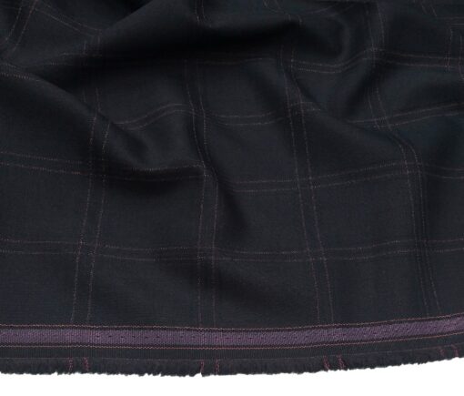Don & Julio Terry Rayon Unstitched Checks Suiting Fabric (Dark Blueish Purple)