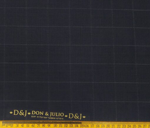 Don & Julio Terry Rayon Unstitched Checks Suiting Fabric (Dark Blue)
