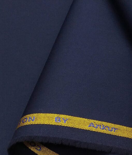 Arvind Men's Cotton Stretchable Unstitched 1.35 Meter Solid Satin Weave Trouser Fabric (Royal Blue)