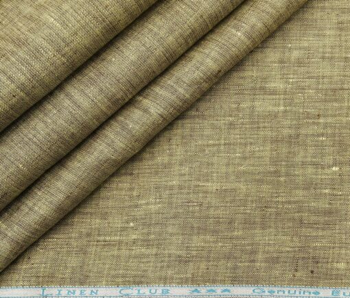 Linen Club Men's Linen Self Design 2.25 Meter Unstitched Shirting Fabric (Flaxen Yellow)