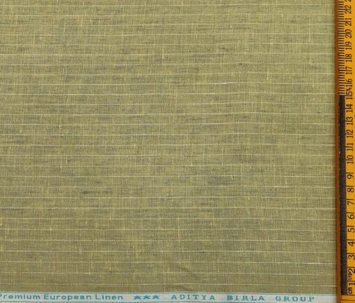 Linen Club Men's Linen 80 LEA Striped Unstitched Shirting Fabric (Light Brown)