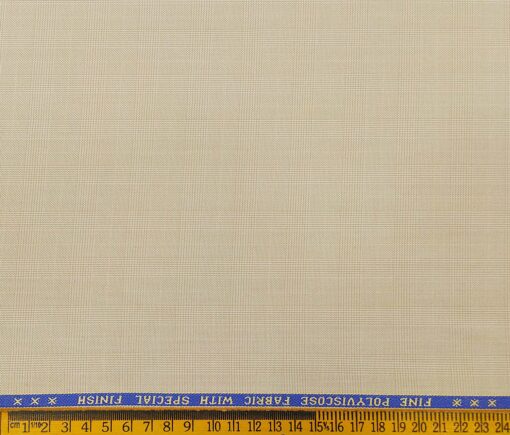 Raymond Men's Poly Viscose Unstitched Self Checks Suiting Fabric (Beige)