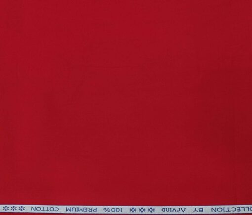 Arvind Men's Cotton Solids Satin 1.60 Meter Unstitched Shirt Fabric (Berry Red)