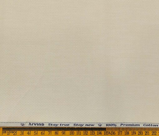 Arvind Men's Cotton Structured 1.60 Meter Unstitched Shirt Fabric (Egg Nog Beige)