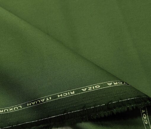Almonti Men's Cotton Solids 1.30 Meter Unstitched Trouser Fabric (Crocodile Green)