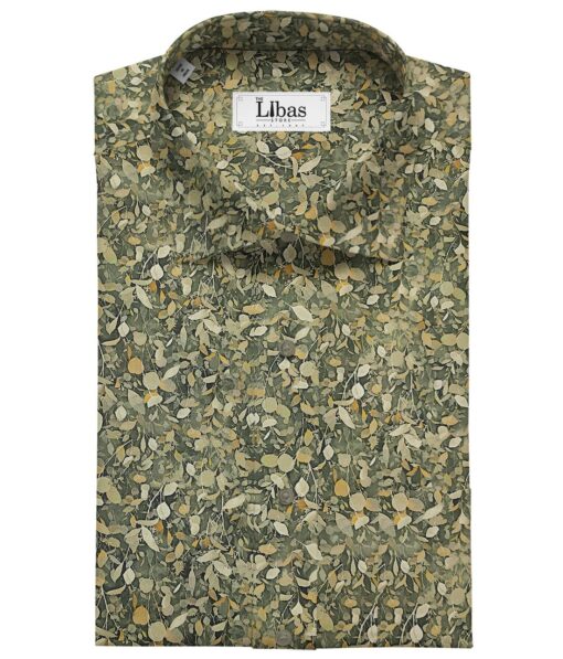 Pee Gee Men's Cotton Printed  Unstitched Shirting Fabric (Dark Green)