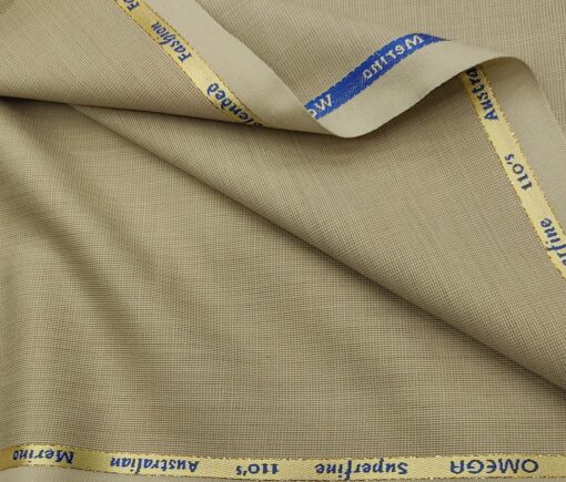 Cadini Men's Wool Structured Super 110's Unstitched Suiting Fabric (Beige)