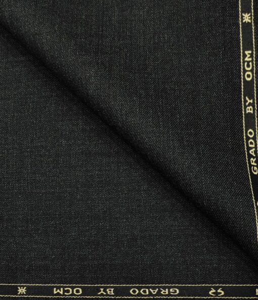 OCM Men's Wool Solids   Unstitched Suiting Fabric (Dark Grey)