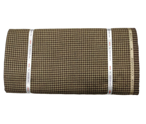 OCM Men's Wool Houndstooth Fine & Soft 2 Meter Unstitched Tweed Jacketing & Blazer Fabric (Light & Dark Brown )