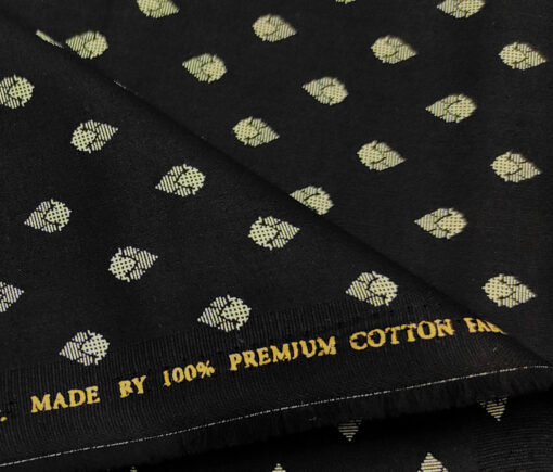 Nemesis Men's Cotton Printed 2.25 Meter Unstitched Shirting Fabric (Black & Beige)