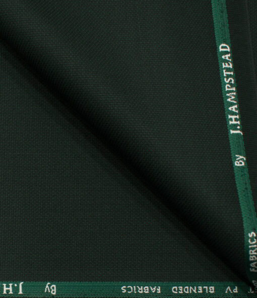J.Hampstead Men's Polyester Viscose Structured 3.75 Meter Unstitched Suiting Fabric (Dark Pine Green)