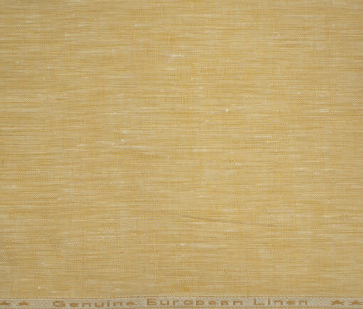 Linen Club Men's European Linen 60 LEA Self Design 2.25 Meter Unstitched Shirting Fabric (Light Orange)
