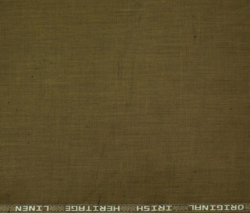 Burgoyne Men's Irish Cotton Linen 60 LEA Solids 2.25 Meter Unstitched Shirting Fabric (Light Brown)