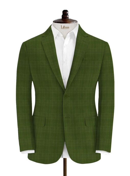 Don & Julio Men's Terry Rayon Checks 3.75 Meter Unstitched Suiting Fabric (Pear Green)