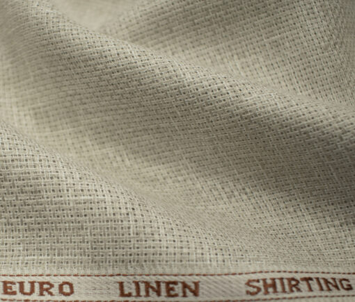 Solino Men's European Linen 60 LEA Structured 2.25 Meter Unstitched Shirting Fabric (Tan Beige)