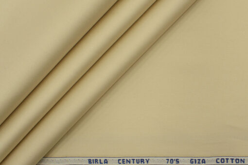 Birla Century Men's Giza Cotton  Super 70's Solids 2.25 Meter Unstitched Shirting Fabric (Beige )