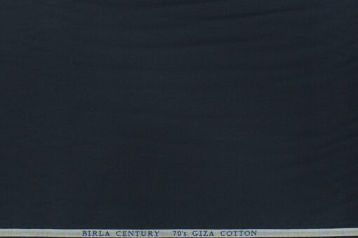 Birla Century Men's Giza Cotton  Super 70's Solids 2.25 Meter Unstitched Shirting Fabric (Dark Navy Blue)