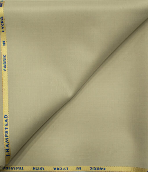J.Hampstead Men's Wool Solids Super 100's 1.30 Meter Unstitched Trouser Fabric (Creamish Beige)