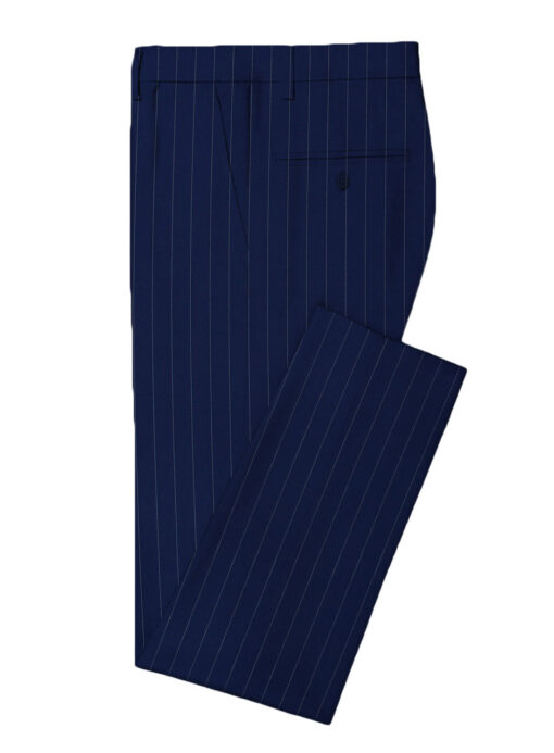 Italian Channel Men's Terry Rayon Striped  Unstitched Suiting Fabric (Royal Blue)