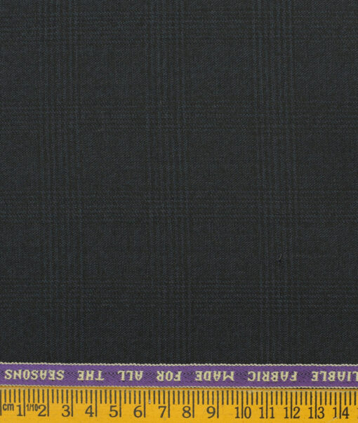 Raymond Men's Wool Checks Monza Prime 3.75 Meter Unstitched Suiting Fabric (Dark Blue)