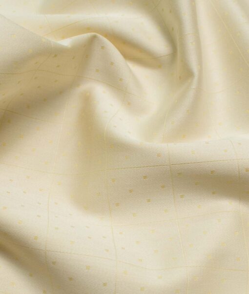 Soktas Men's Giza Cotton Self Design 2.25 Meter Unstitched Shirting Fabric (Light Yellow)