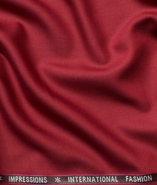 Grasim Men's Terry Rayon Solids 3.75 Meter Unstitched Suiting Fabric (Red)
