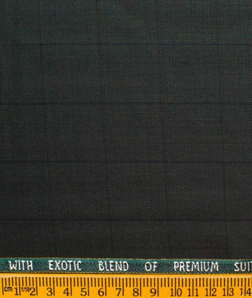 J.Hampstead Men's Wool Checks Super 90's  Unstitched Suiting Fabric (Dark Green)