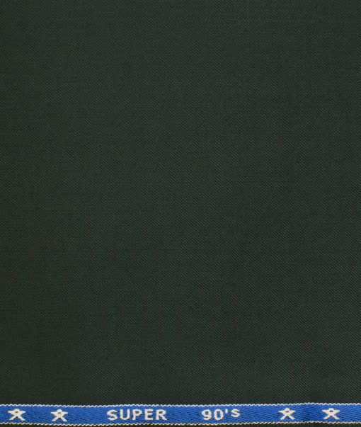 J.Hampstead Men's Wool Solids Super 90's  Unstitched Trouser Fabric (Dark Green)