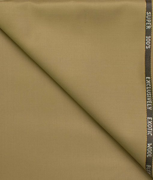 J.Hampstead Men's Wool Solids Super 100's  Unstitched Trouser Fabric (Khakhi)