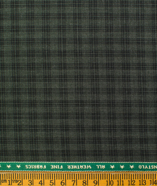 Raymond Men's Polyester Viscose Checks  Unstitched Suiting Fabric (Green & Black)