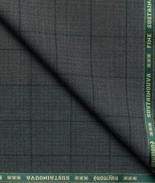 Raymond Exotic Men's Wool Checks Super 100's 3 Meter Unstitched Suiting Fabric (Dark Grey)