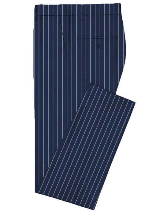 Panero Men's Super 100's 20% Wool Striped 3.75 Meter Unstitched Suiting Fabric (Dark Royal Blue)